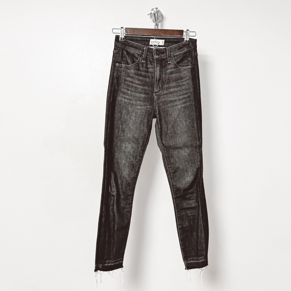A+F‎ Abercrombie and Fitch High Rise Super Skinny Ankle Denim Jeans Black